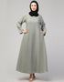 Dubai Abaya with front opening and hidden placket for everyday wear in Color  Sage Green